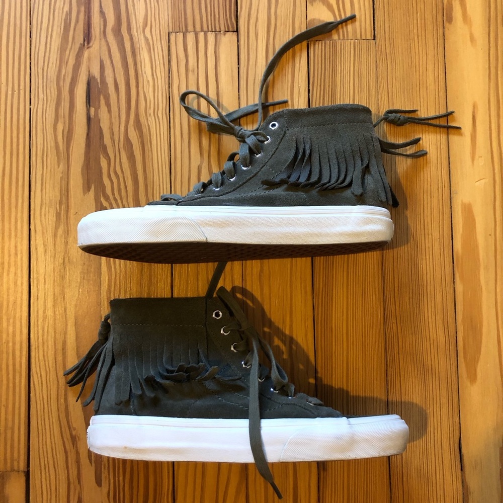 Vans SK8-Hi Green Suede Fringe Tassels Moccasin Sneakers Women’s 7.5 Men’s 6